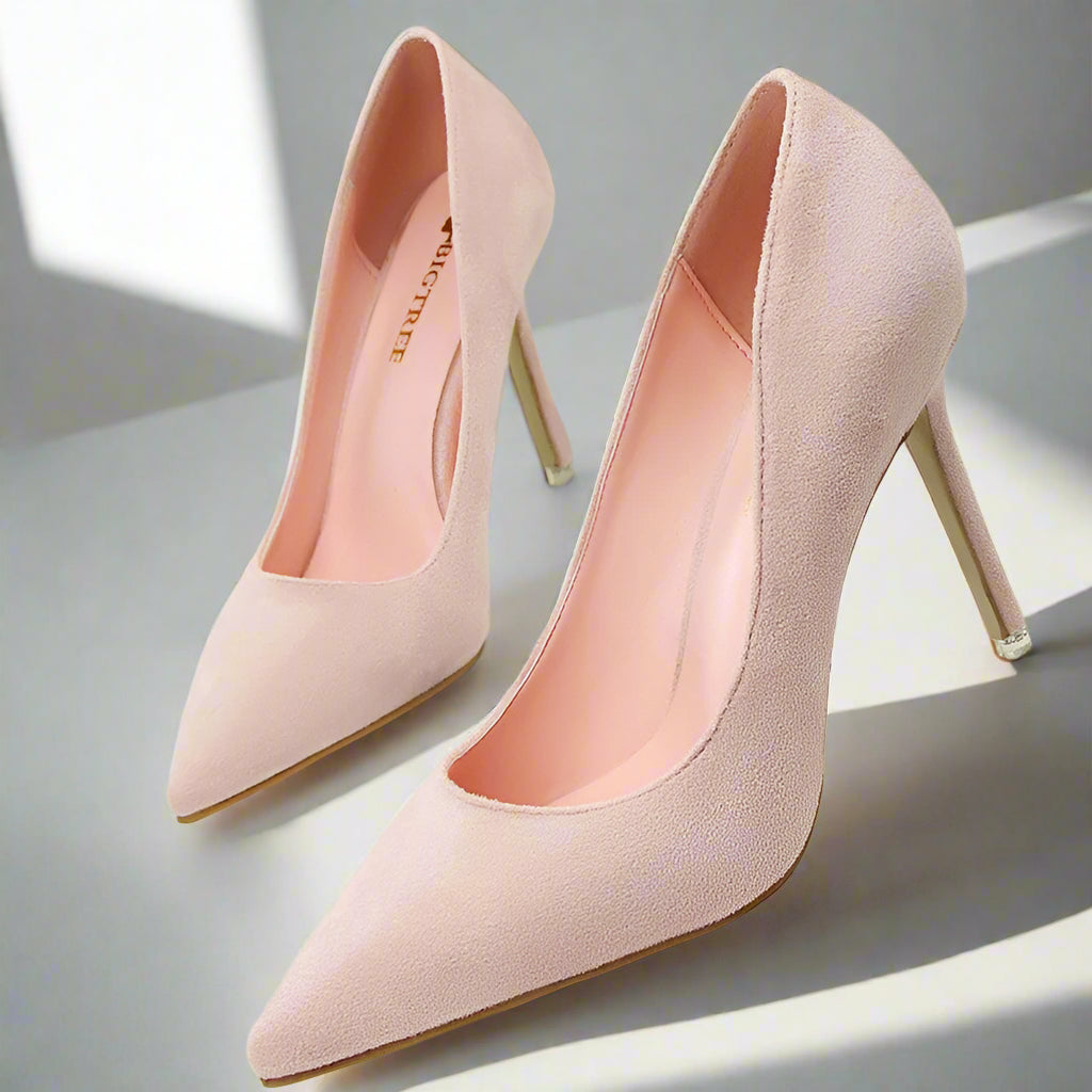 pink Pointed-Toe Stiletto Pumps high heels