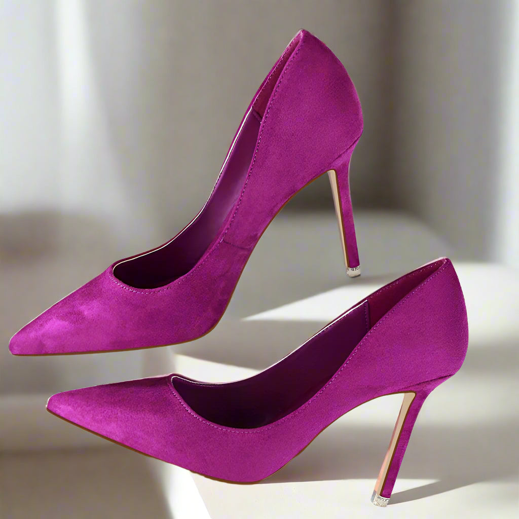 purple Pointed-Toe Stiletto Pumps high heels