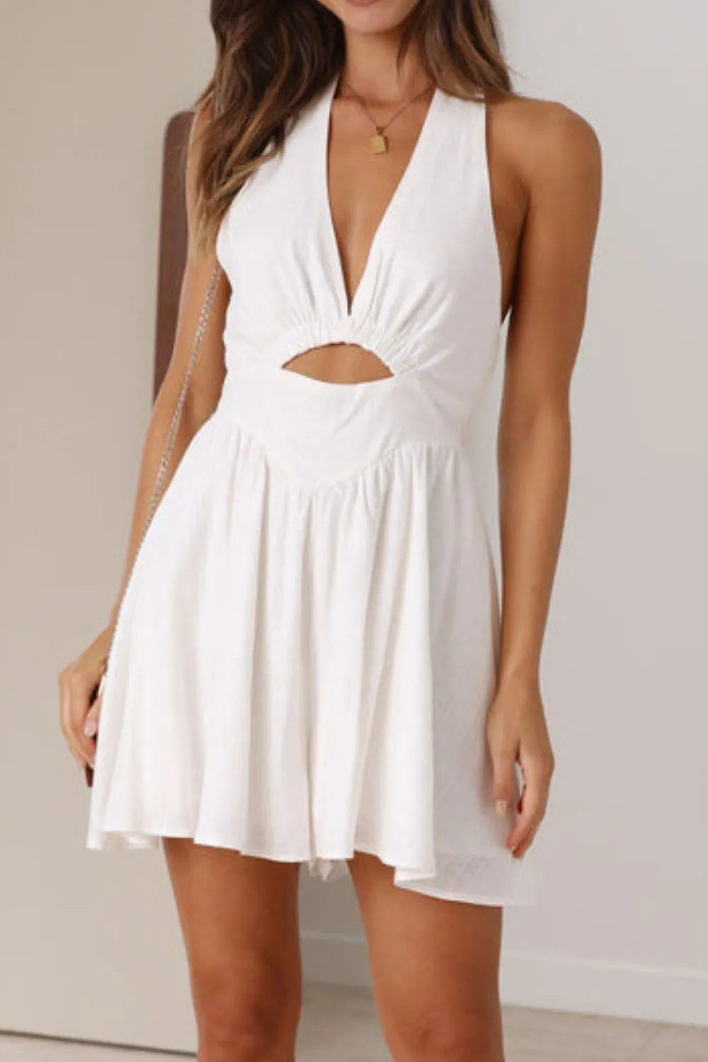 White dress with cut-out design