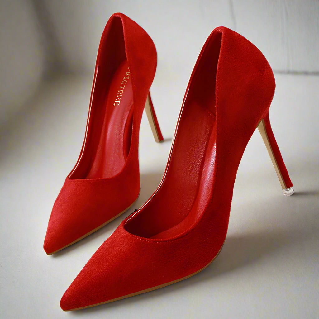 wine red Pointed-Toe Stiletto Pumps high heels